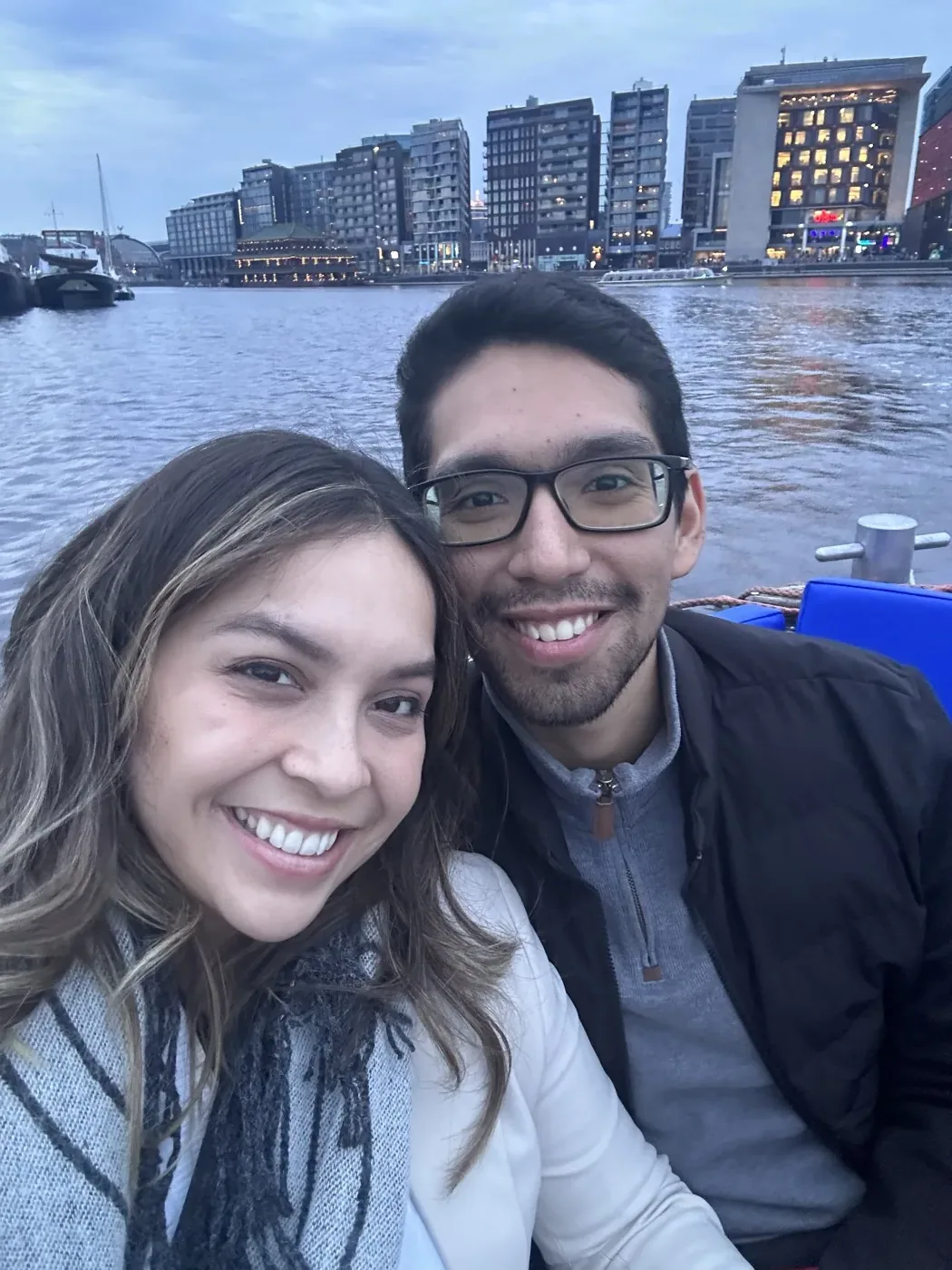 Selfie de Valeria y Gerald en Amsterdam